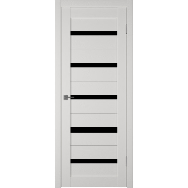 Дверь межкомнатная ATUM PRO Al 7 - Milky White, Black Gloss, молдинг чёрный