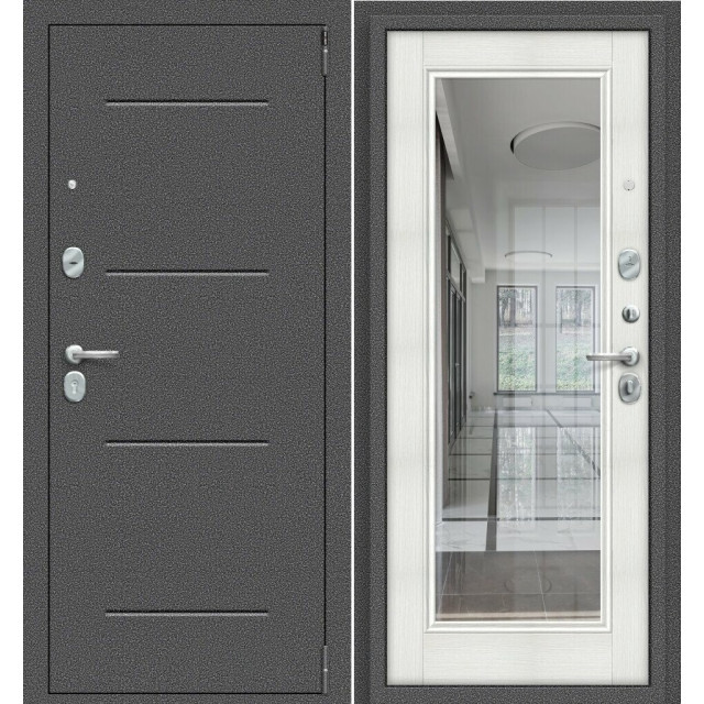 Дверь входная металлическая Эльпорта Porta R 104.П61 Антик Серебро/Bianco Veralinga