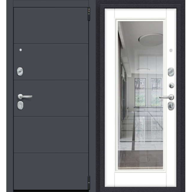 Дверь входная металлическая Эльпорта Porta R-3 4.П61 Graphite Pro/Super White