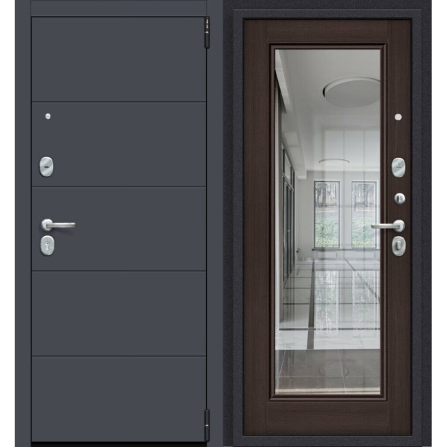 Дверь входная металлическая Эльпорта Porta R-3 4.П61 Graphite Pro/Wenge Veralinga