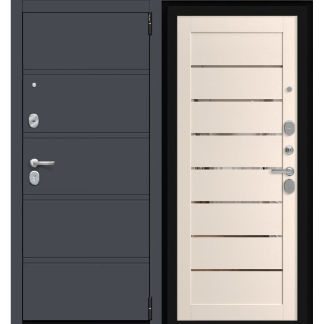 Дверь входная металлическая Эльпорта Porta R-3 8.П222 Graphite Pro/Nevada Wood