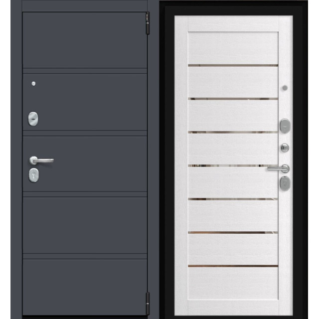 Дверь входная металлическая Эльпорта Porta R-3 8.П222 Graphite Pro/Wood Alaska