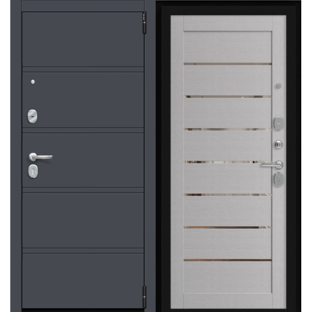 Дверь входная металлическая Эльпорта Porta R-3 8.П222 Graphite Pro/Wood Nardo Grey