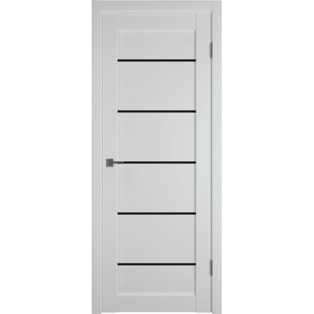 Дверь межкомнатная экошпон EMALEX E27 ДО - Steel, Black gloss