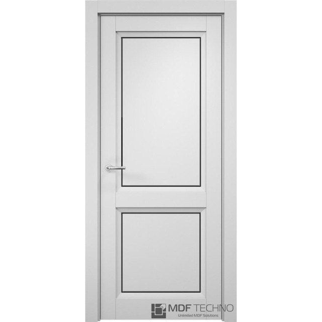 Межкомнатная дверь эмаль STEFANY 4002 Стефани МДФ техно - Белый (стекло Лакобель черный)