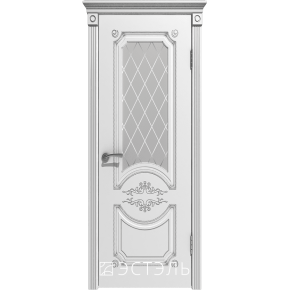 Дверь межкомнатная эмаль Эстель люкс Милана ДО 3D - Белая эмаль, патина серебро