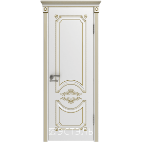 Дверь межкомнатная эмаль Эстель люкс Милана ДГ 3D - Белая эмаль, патина золото