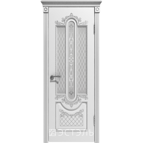Дверь межкомнатная эмаль Эстель люкс Александрия ДО 3D - Белая эмаль, патина серебро